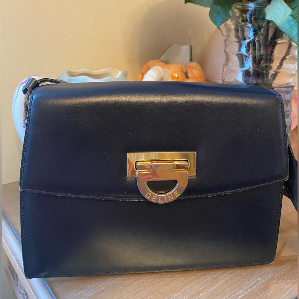 Celine handbag, navy blue.